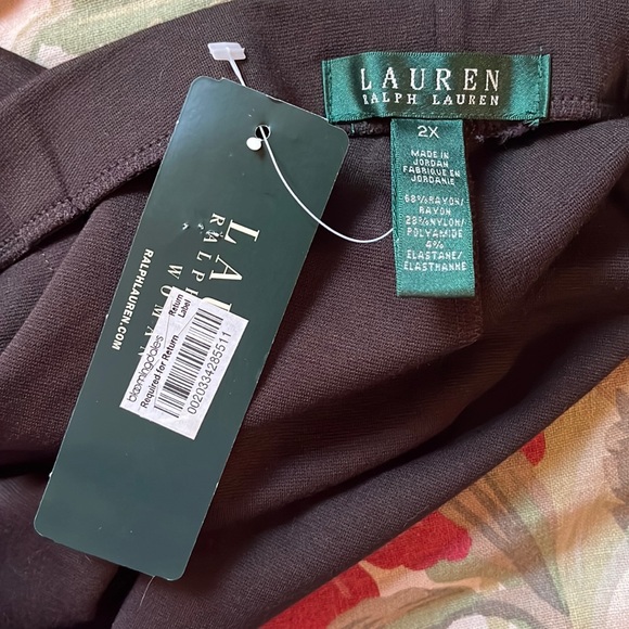 RALPH LAUREN Size 2X 40"W x 33"L Tall  Modern Flat Classic Brown Stretch $109NEW - Picture 8 of 16